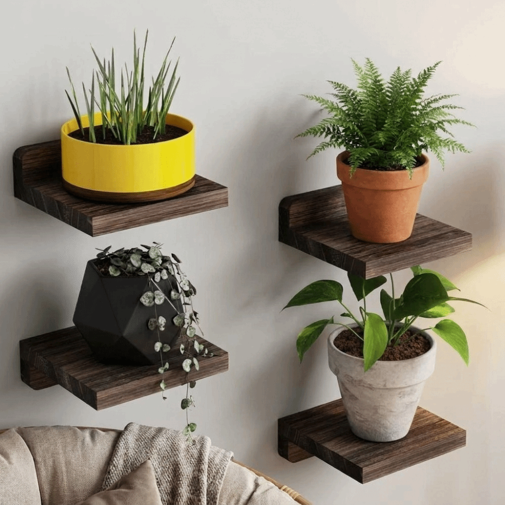 4PCS Wood Small Floating Shelv - Flower Wall Panel recension och pris