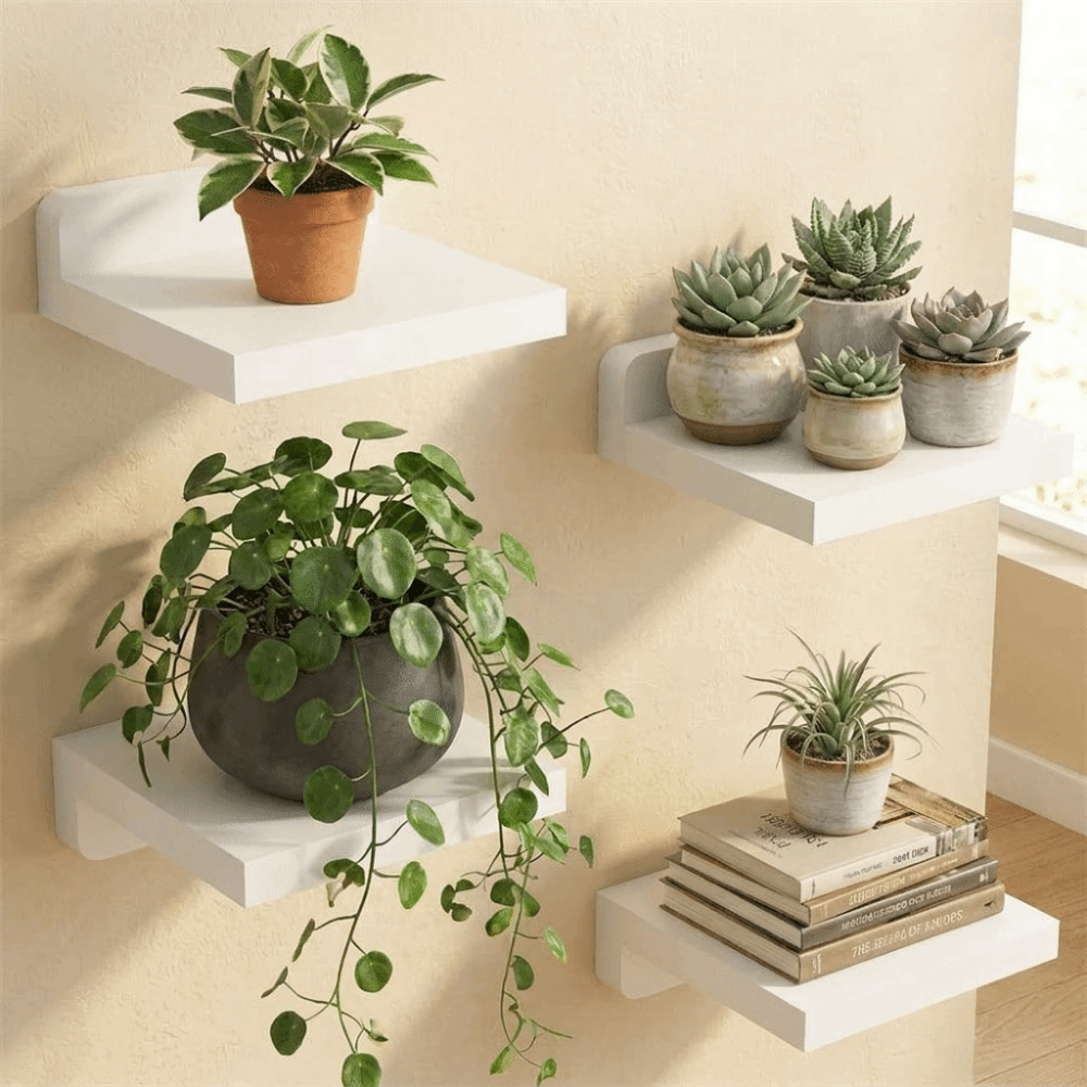 4PCS Wood Small Floating Shelv - Flower Wall Panel recension och pris