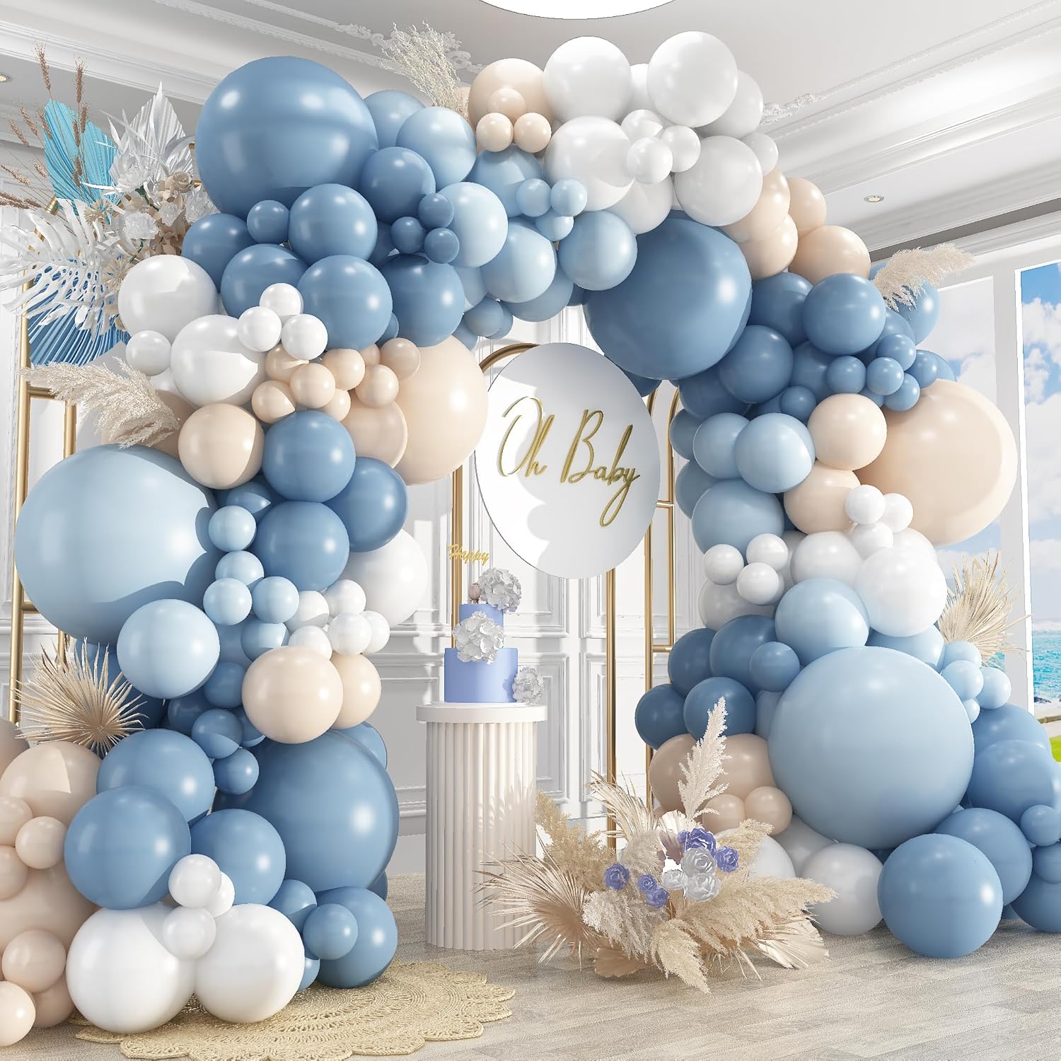 Dusty Blue Sand White Latex Ba - Balloon Arch Kit recension och pris