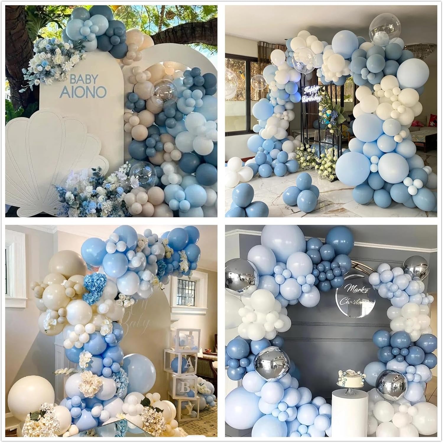 Dusty Blue Sand White Latex Ba - Balloon Arch Kit recension och pris